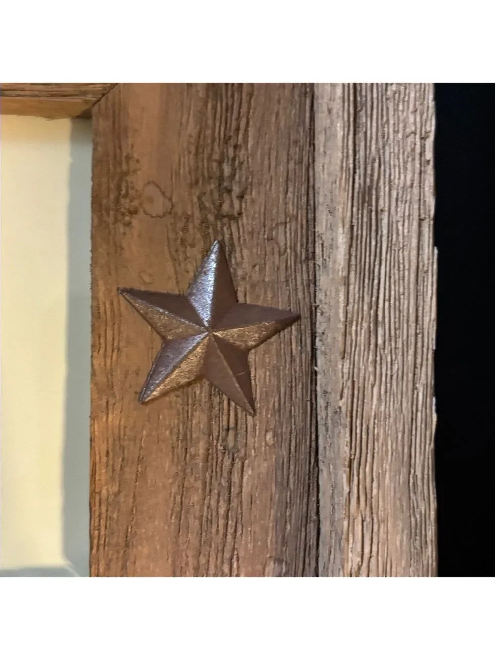 Houston Texas photo frame 4”x 6” home rustic wood stars stamped embossed writing